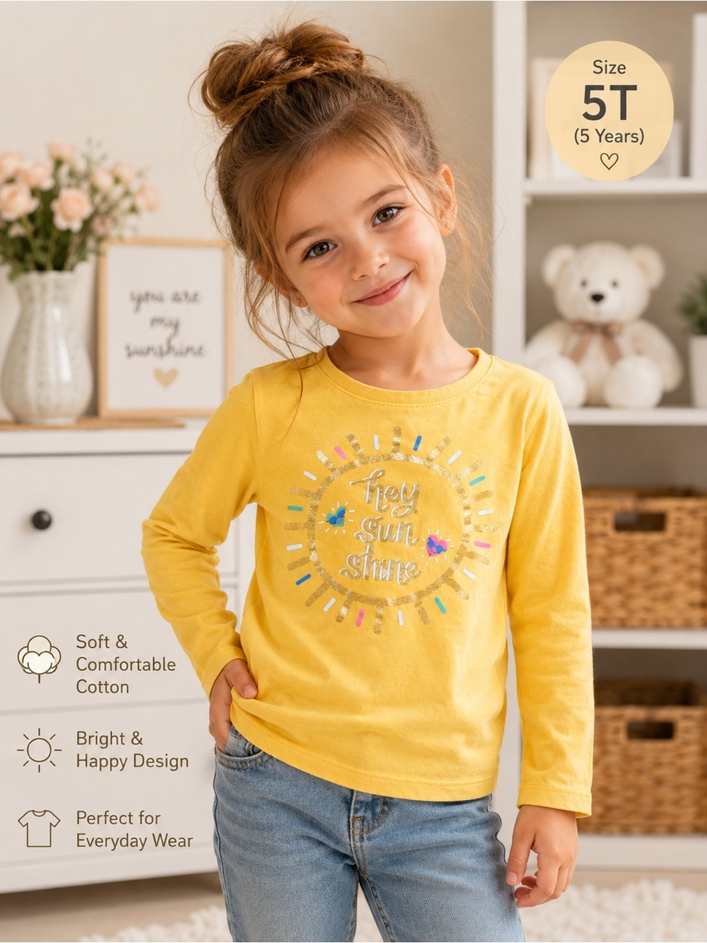 Carter's Yellow Long-Sleeve Graphic Tee with Sun Motif